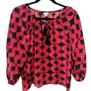 Sundance Women's‎ Hot Pink and Navy Hyacinth Batik Boho Top in Size L